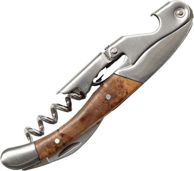 Wine Chic The Premium Professional Corkscrew Wine Opener with Elegant Wood Handle, Manual Wine Key with Foil Knife and Cap Bottle Opener for Bartenders, Waiters and Sommeliers - Image 1